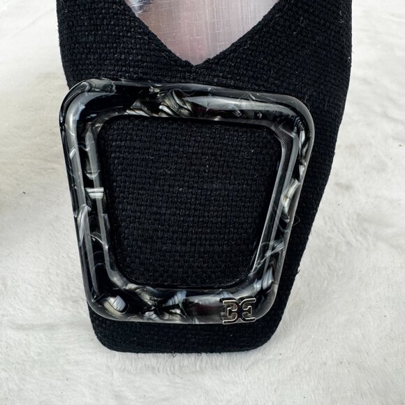 Sam Edelman New York Women's 8.5 Lavina Black Linen Buckle Square Toe Mule Slide - Picture 4 of 11